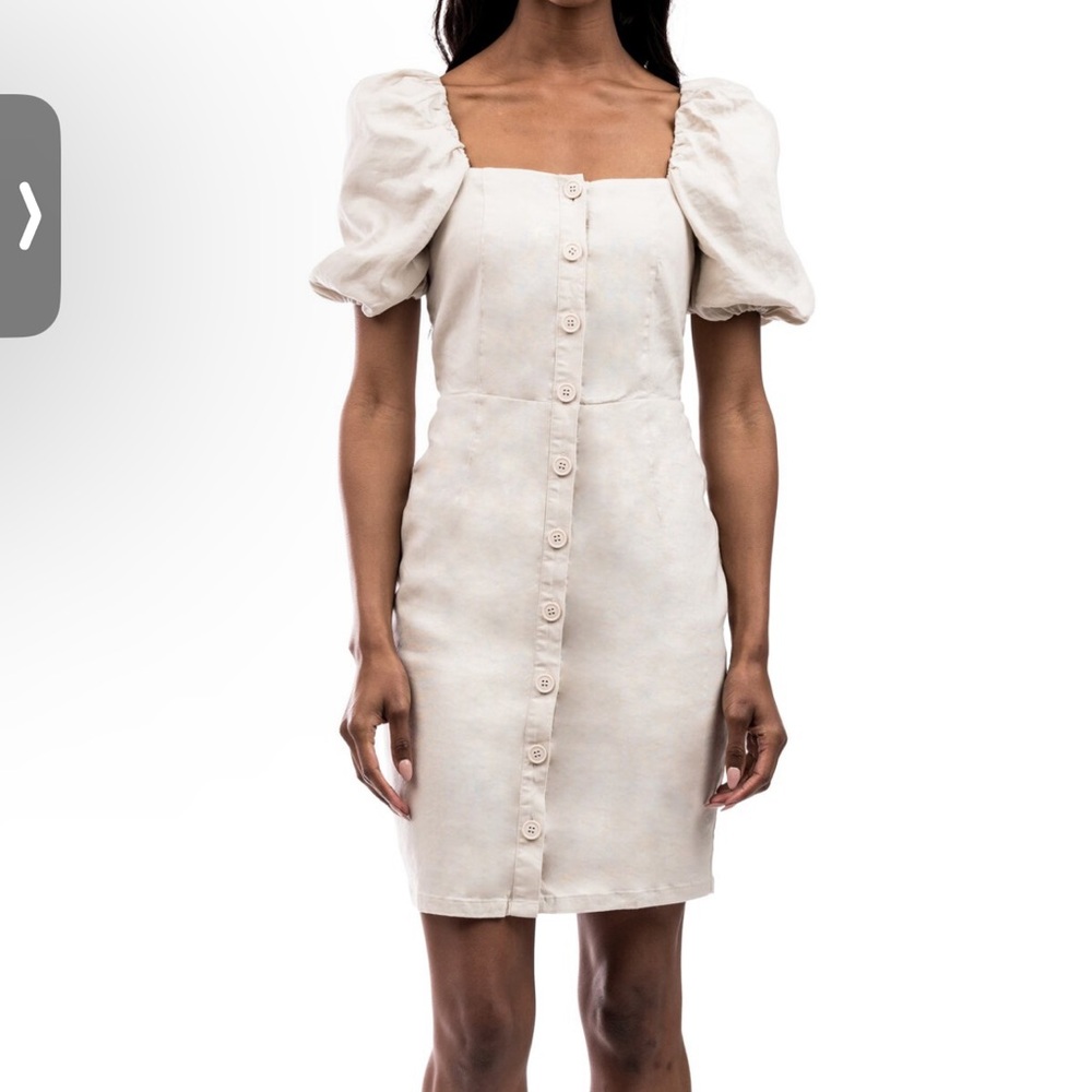 Rachel Parcell Tan Khaki Puff Sleeve Spring Dress